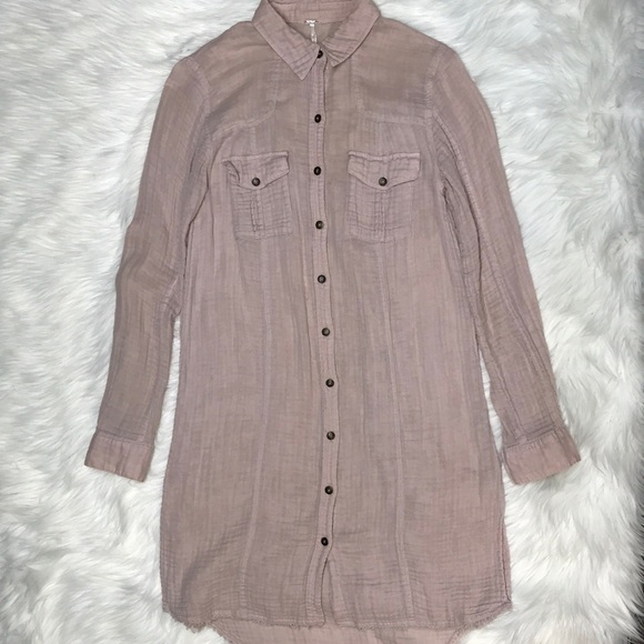 Free People Dresses & Skirts - Free People gauzy long shirt tunic dress blush/pnk